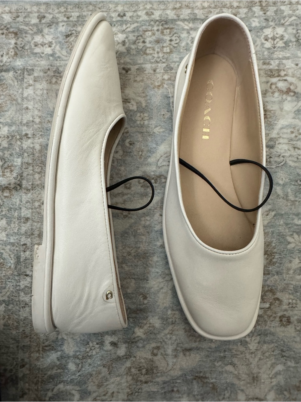 COACH Women's White Leather Mary Jane flats - Picture 3 of 5